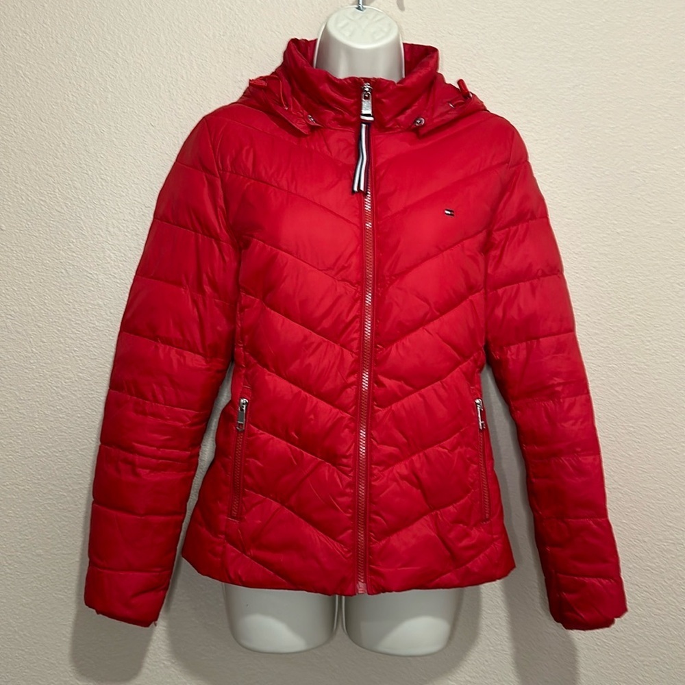 TOMMY HILFIGER Hooded Puffer Jacket, Size M, EUC